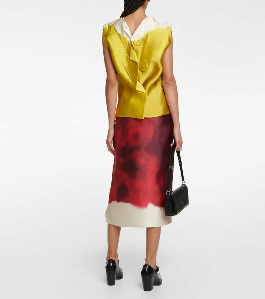 Shop Prada Sleeveless Silk-blend Blouse In Yellow