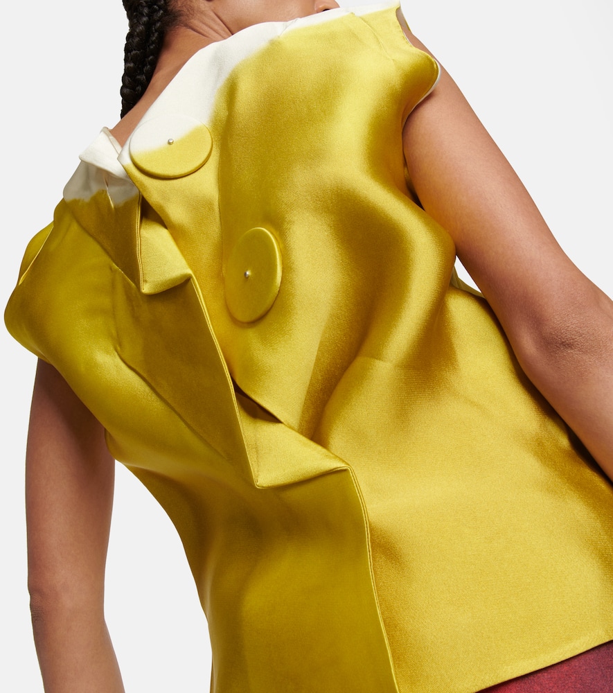 Shop Prada Sleeveless Silk-blend Blouse In Yellow