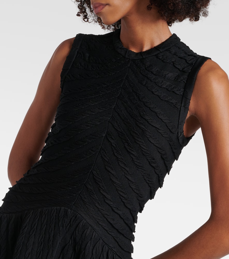 Alaïa Gathered Midi Dress In Noir Alaia