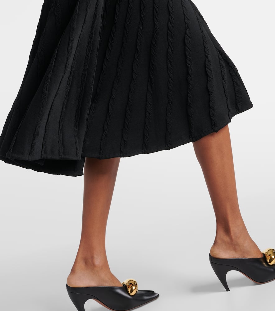 Alaïa Gathered Midi Dress In Noir Alaia