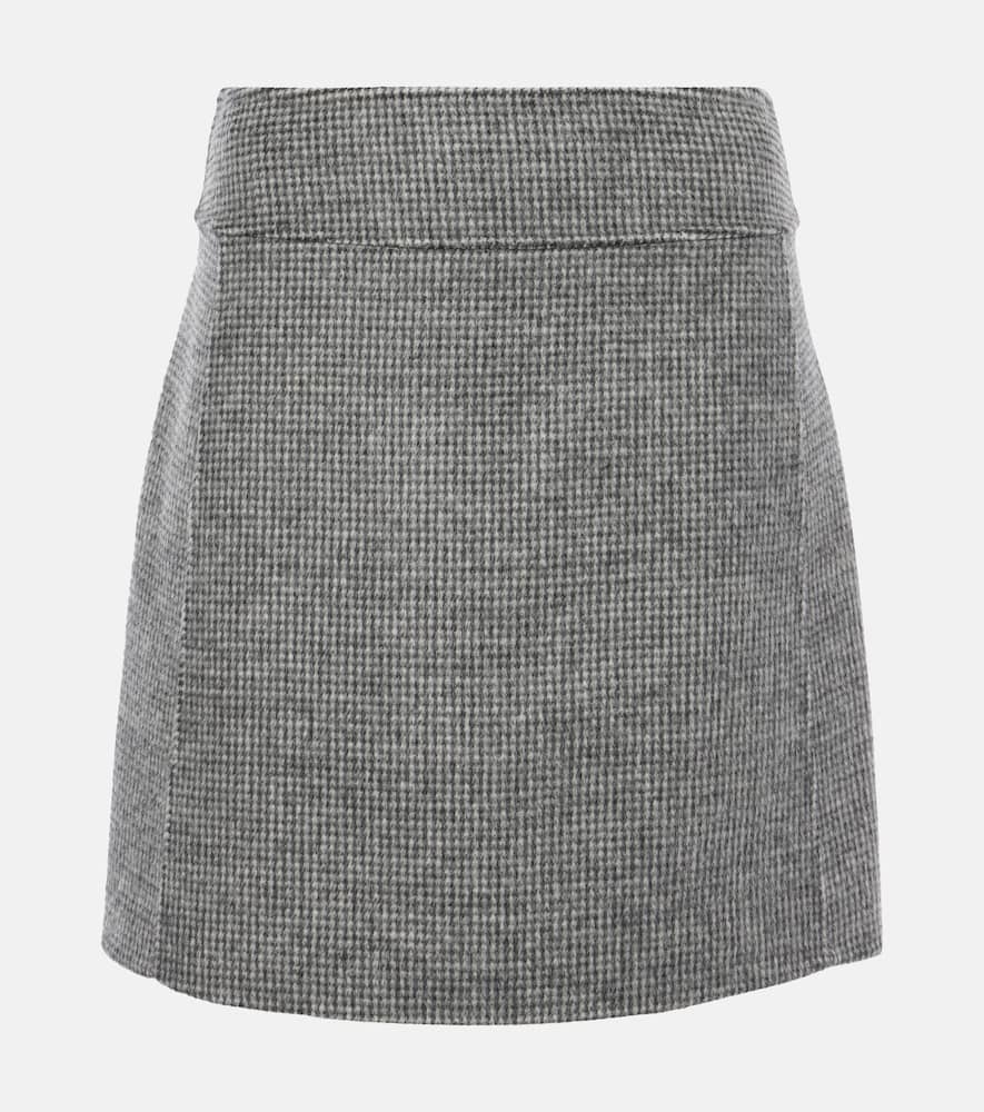 'S Max Mara Stone houndstooth wool and mohair-blend miniskirt