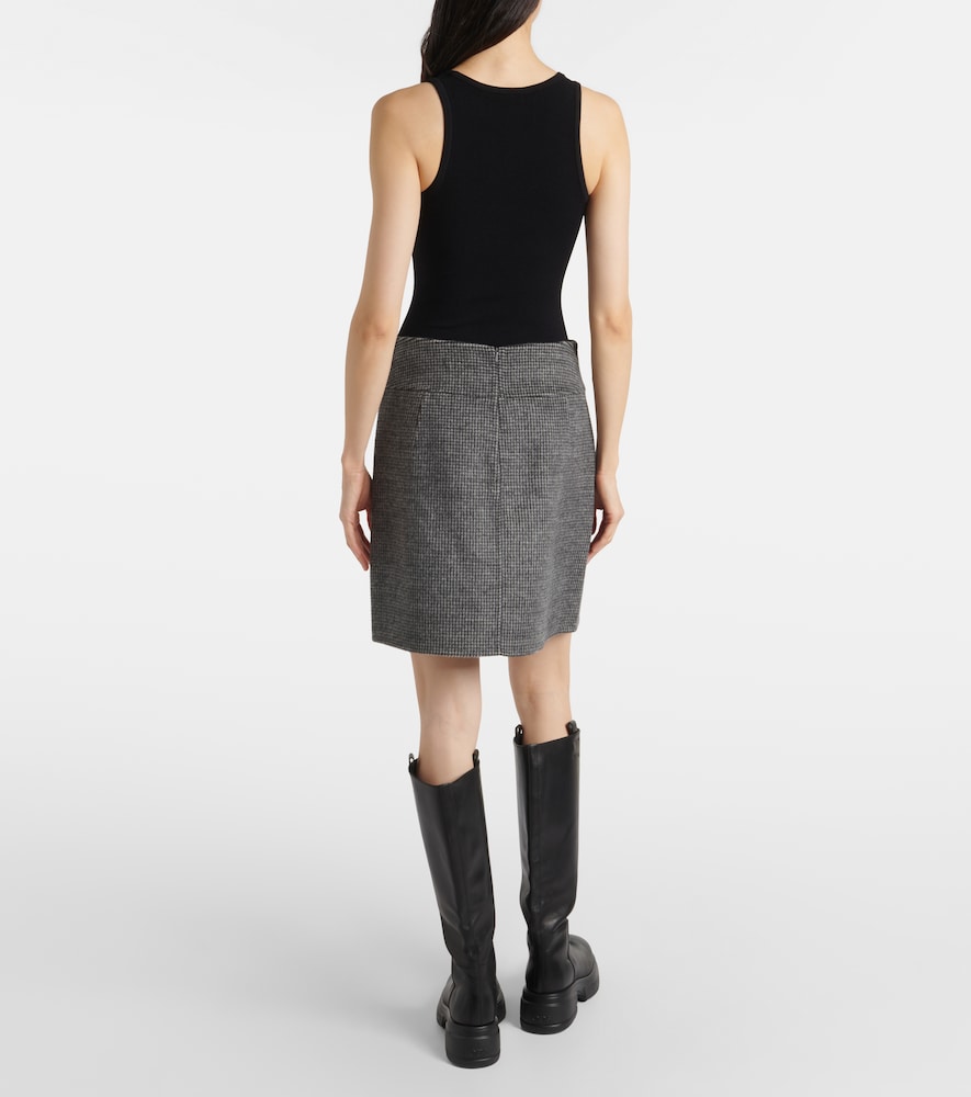  's Max Mara 's Max Mara Stone Houndstooth Wool And Mohair-blend Miniskirt 
