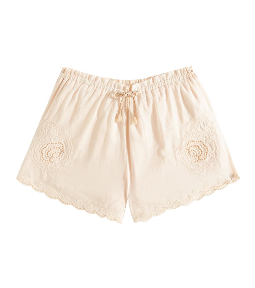 Zimmermann Kids Halliday embroidered cotton shorts