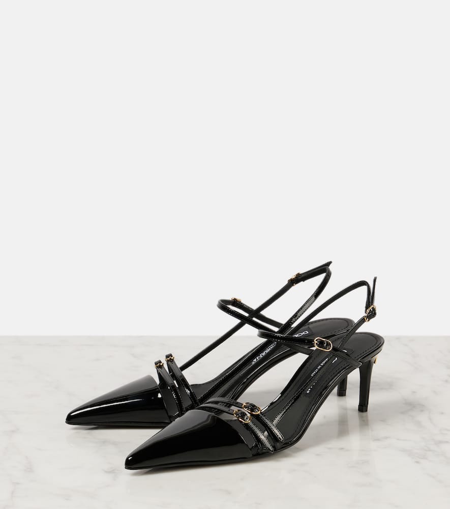 Dolce & Gabbana Dg Patent Leather Slingback Pumps In Black