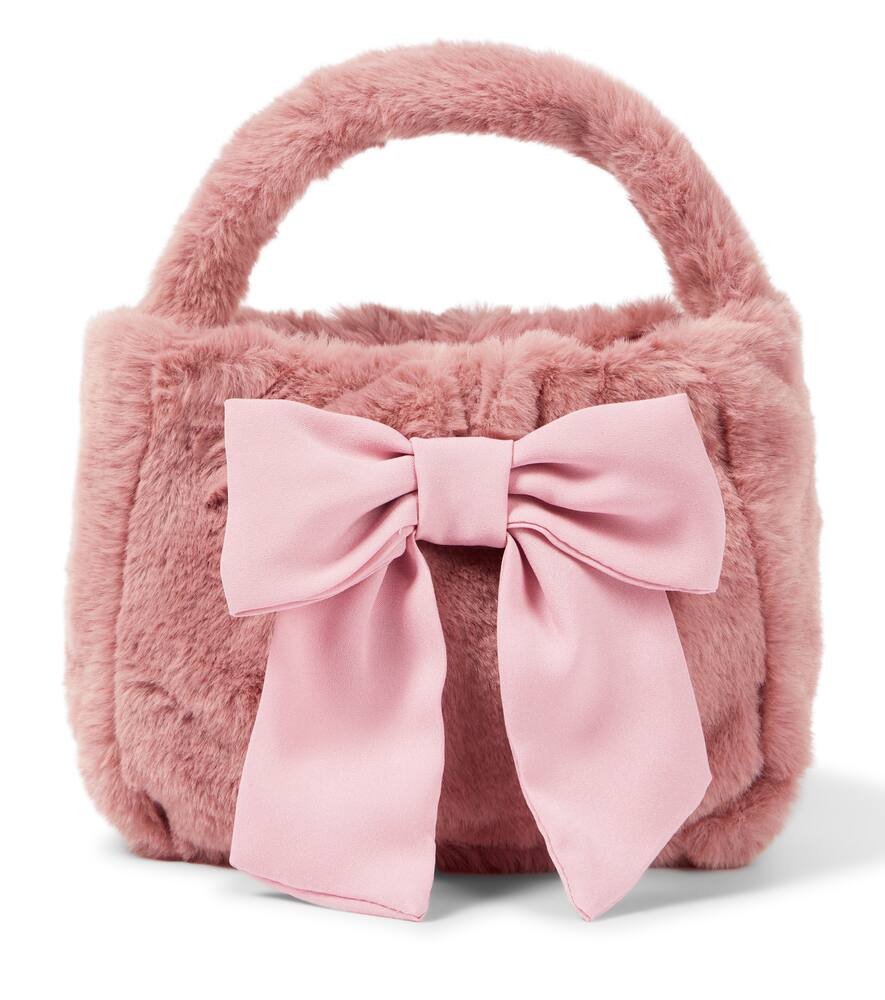 Patachou Bow-detail faux fur tote bag