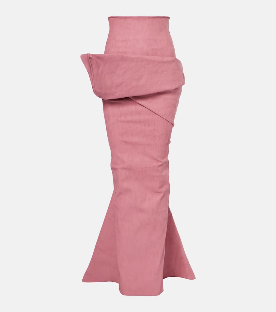 Rick Owens Draped Cotton-blend Maxi Skirt In Pink