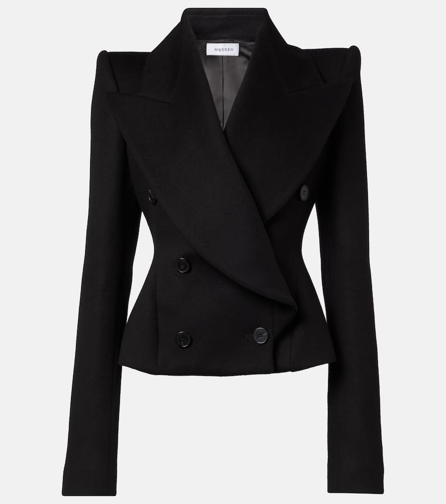Alexander Mcqueen Double-breasted Wool And Cashmere-blend Blazer In Black