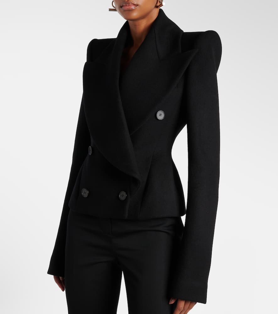 Alexander Mcqueen Double-breasted Wool And Cashmere-blend Blazer In Black