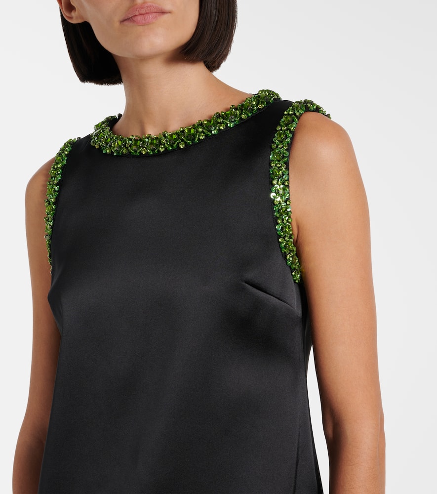 Self-portrait Embellished Satin Minidress In Black
