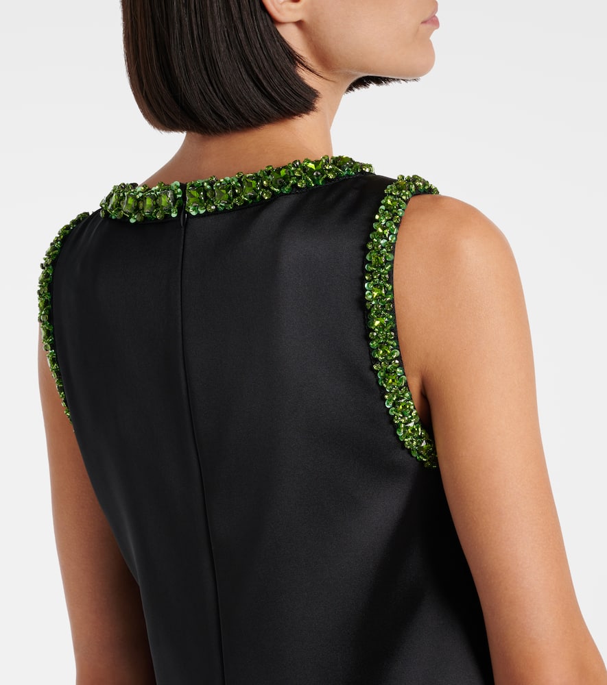 Self-portrait Embellished Satin Minidress In Black