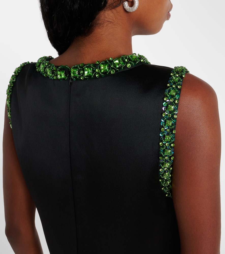 Self-portrait Embellished Satin Minidress In Black