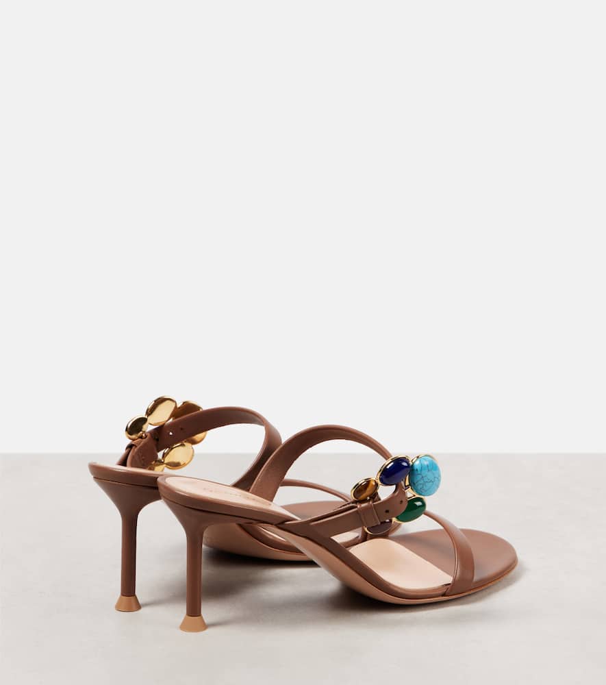 Gianvito Rossi 70 Buckle-detail Leather Mules In Brown