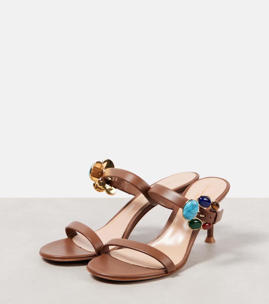 Gianvito Rossi 70 Buckle-detail Leather Mules In Brown
