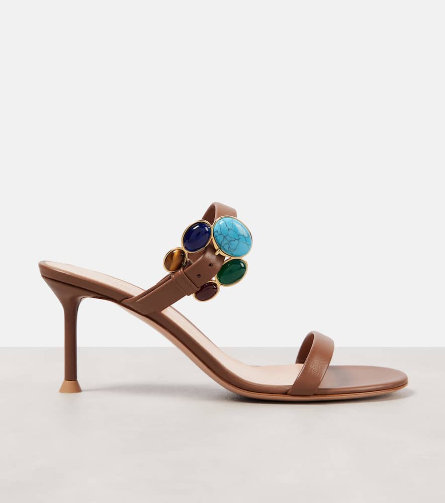 Gianvito Rossi 70 Buckle-detail Leather Mules In Brown