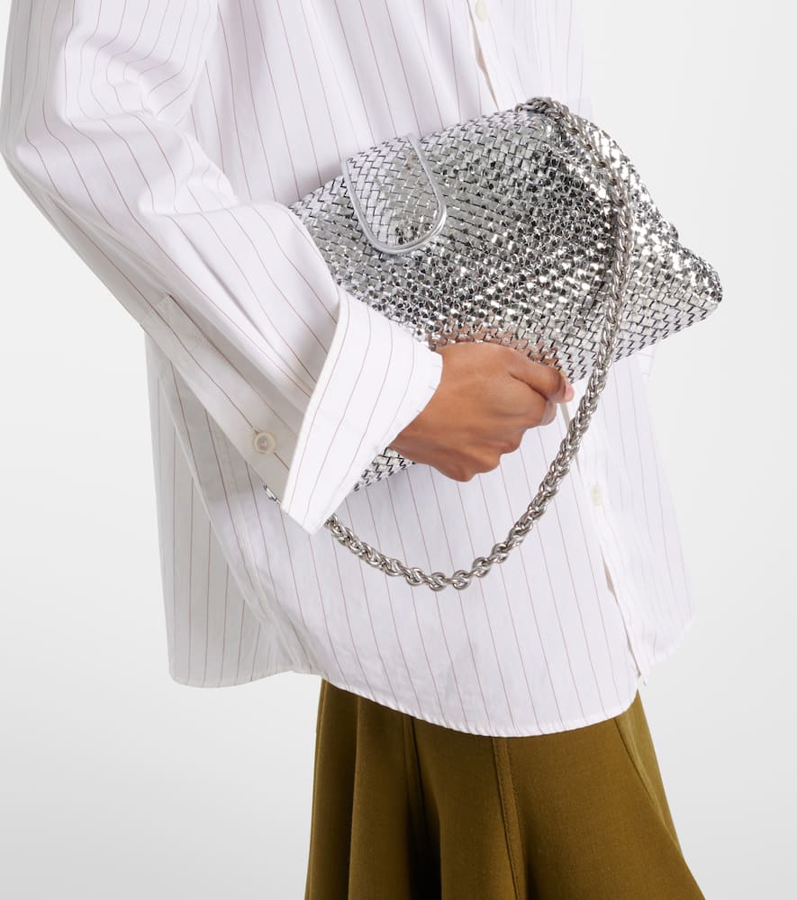 Bottega Veneta Lauren 1980 Medium Leather Clutch In Silver
