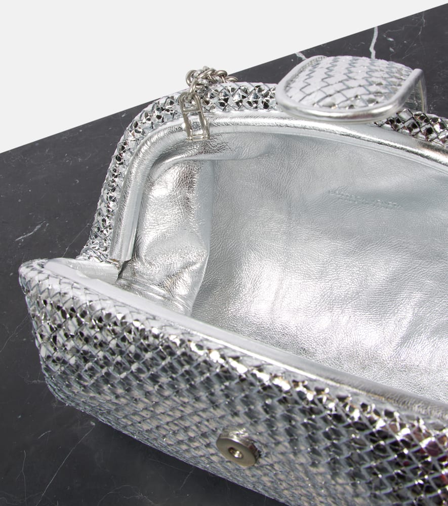 Bottega Veneta Lauren 1980 Medium Leather Clutch In Silver