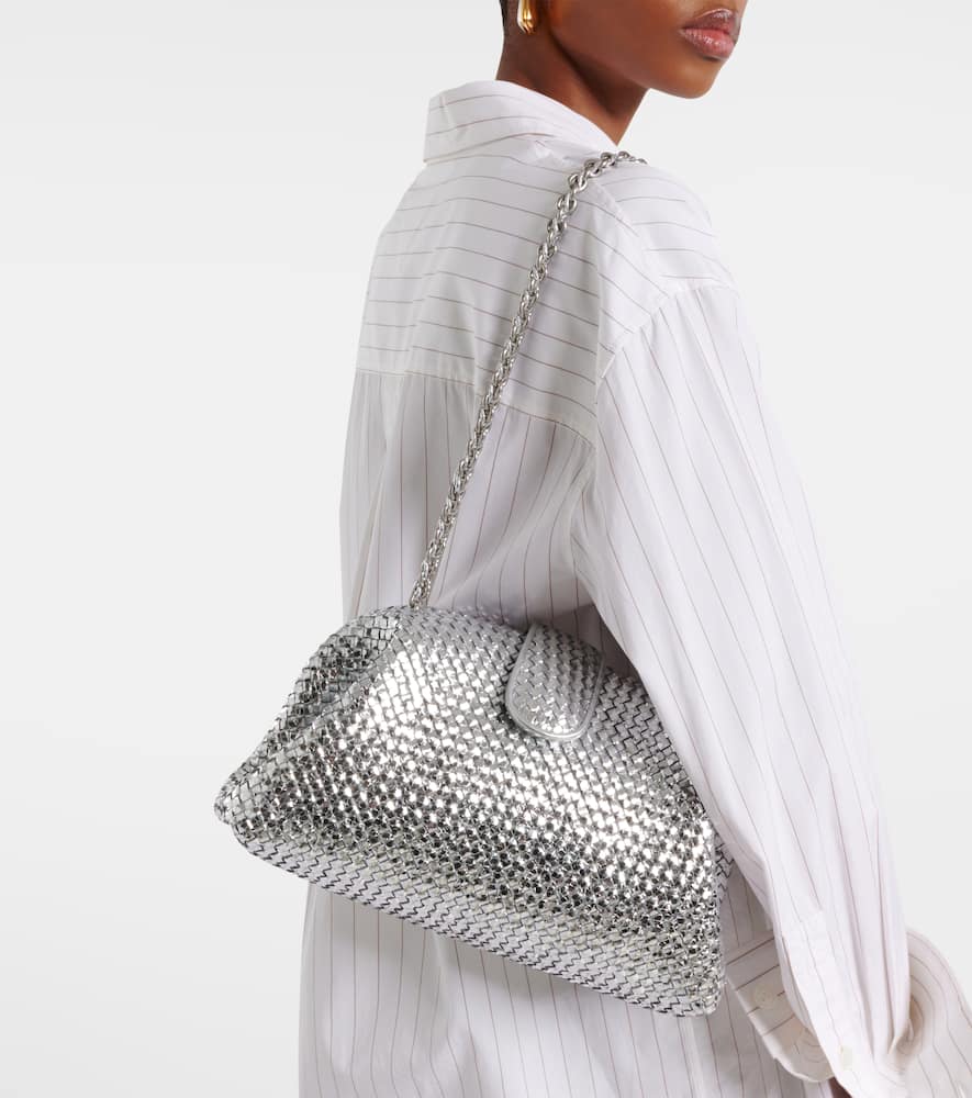Bottega Veneta Lauren 1980 Medium Leather Clutch In Silver