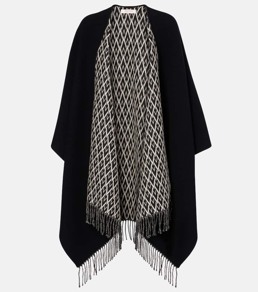 Wool, silk and cashmere poncho