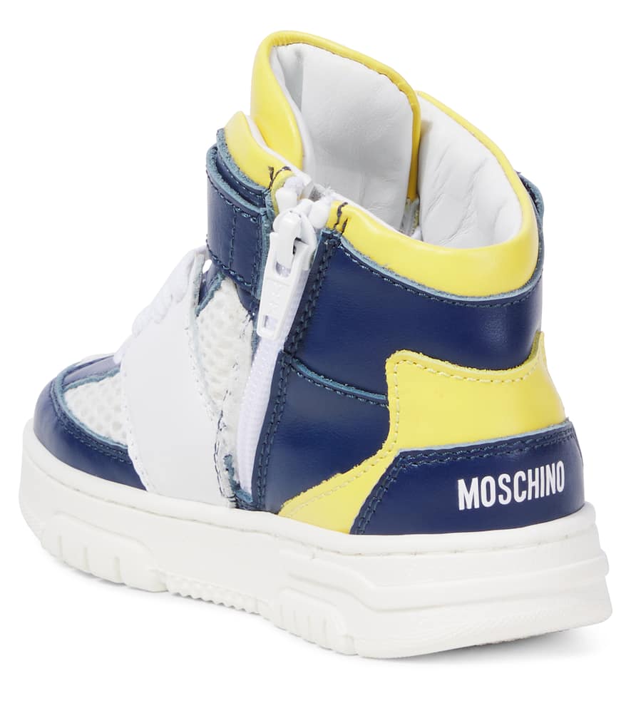 Moschino Leather Sneakers In Multicoloured