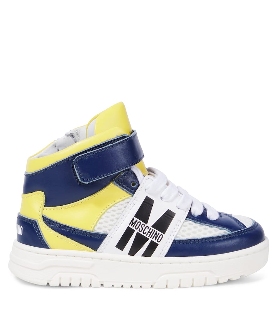 Moschino Leather Sneakers In Multicoloured