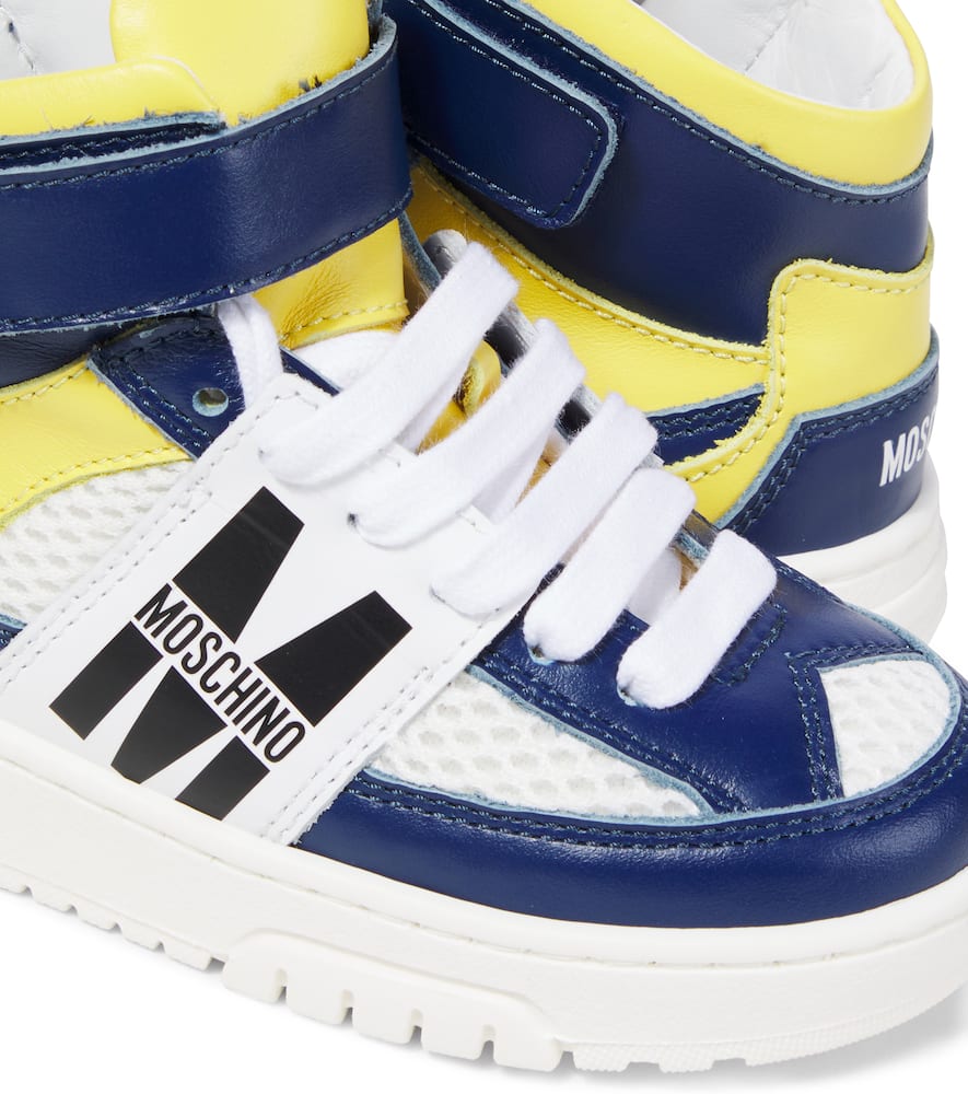 Moschino Leather Sneakers In Multicoloured