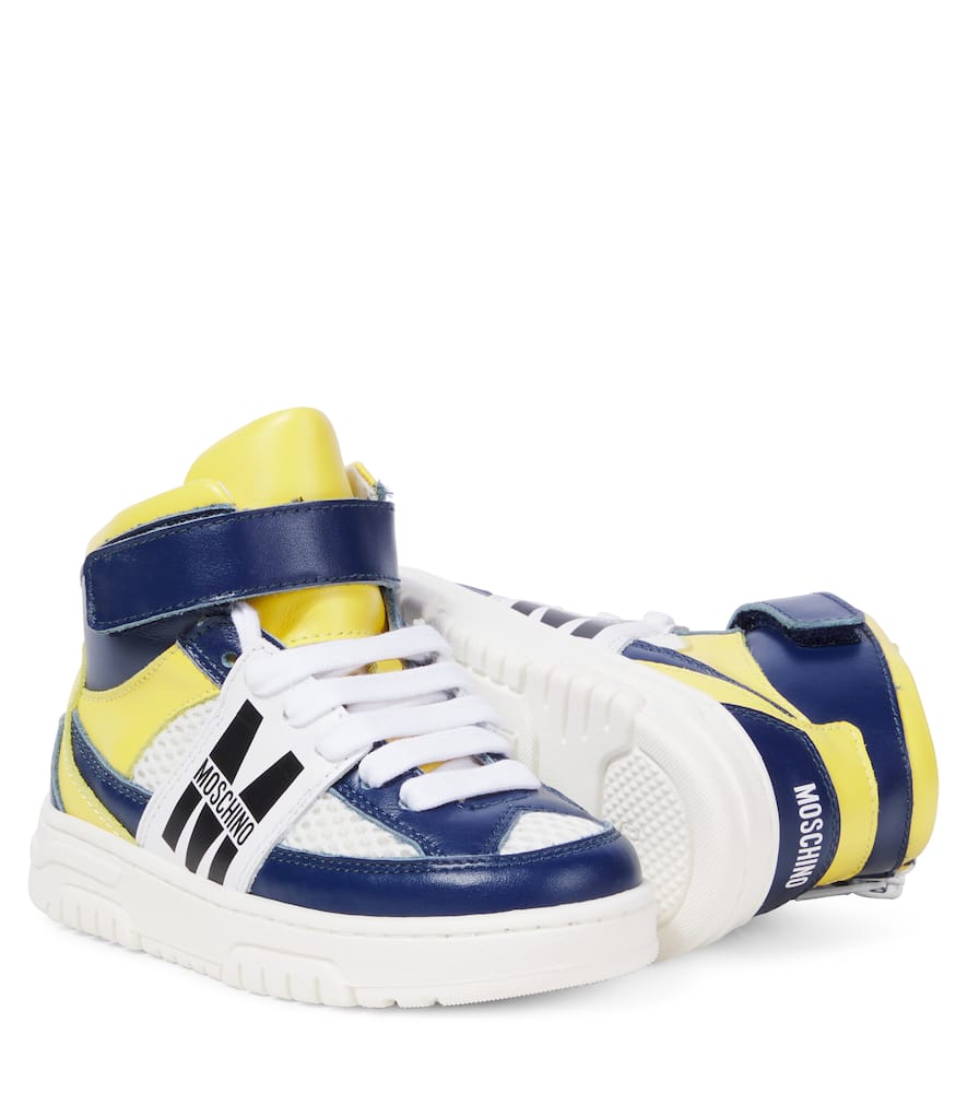 Moschino Leather Sneakers In Multicoloured