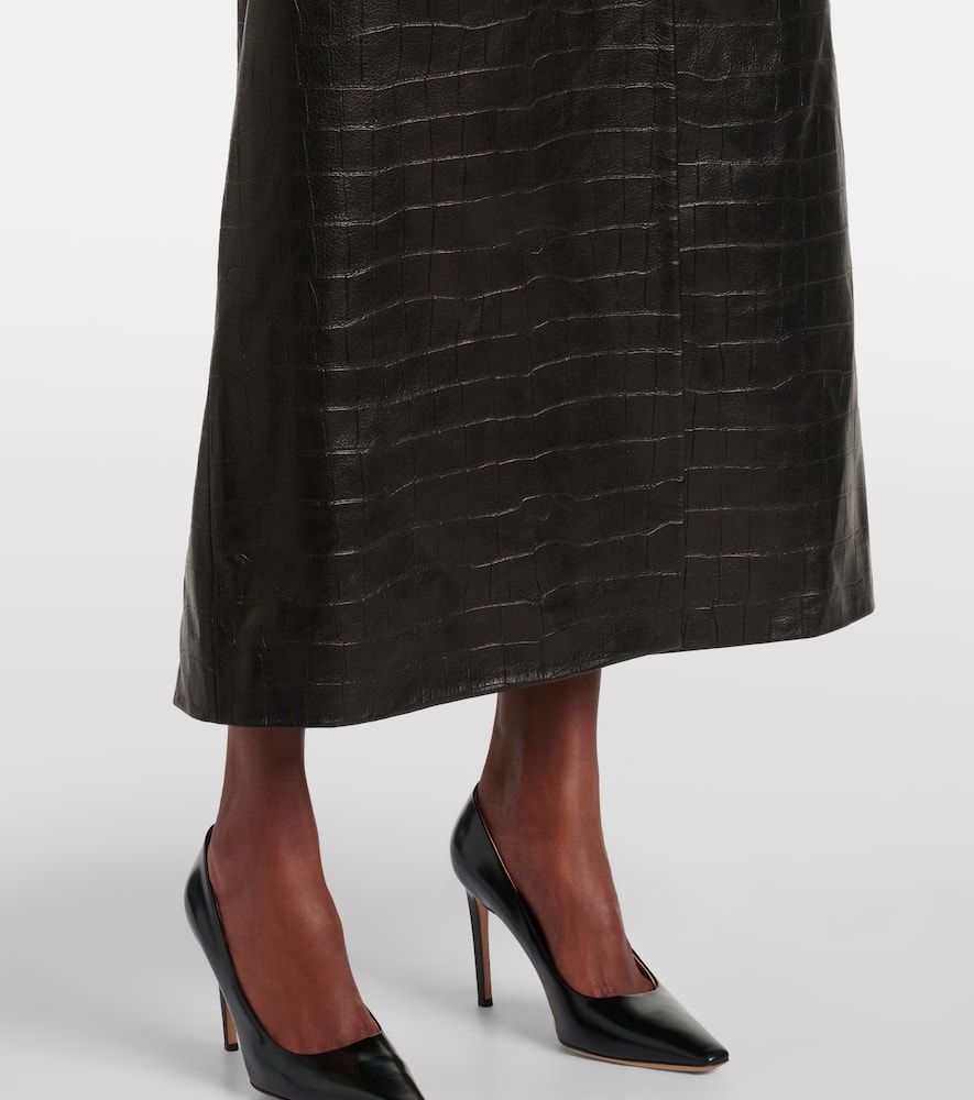Nour Hammour Dakota Shearling-trimmed Leather Wrap Coat In Black