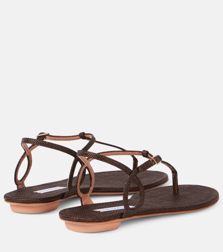 Aquazzura Almost Bare Raffia-effect Sandals In Brown