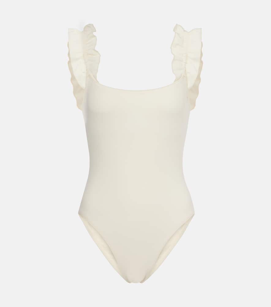 Karla Colletto Willow Ruffled Swimsuit In White