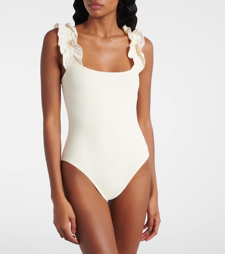 Karla Colletto Willow Ruffled Swimsuit In White