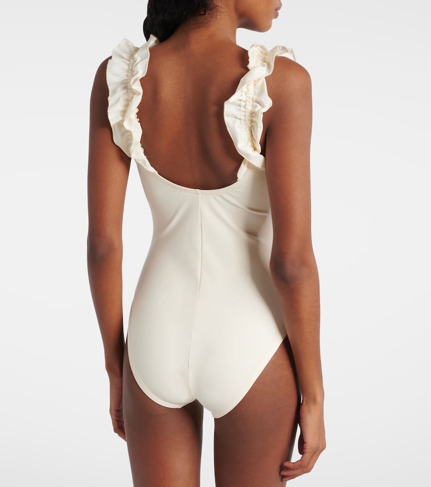 Karla Colletto Willow Ruffled Swimsuit In White