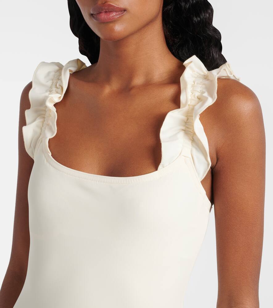Karla Colletto Willow Ruffled Swimsuit In White