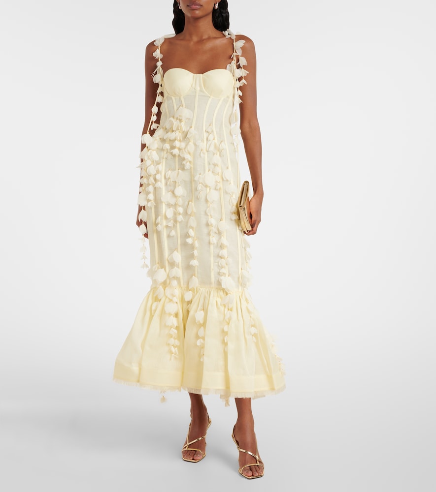  Zimmermann Zimmermann Dawning Linen And Silk Midi Dress 