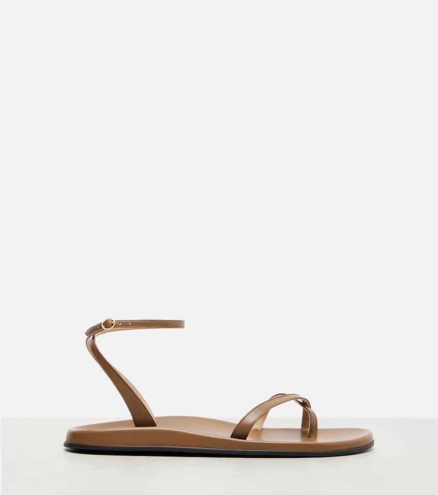 The Row Hugh Leather Ankle-strap Sandals In Multi