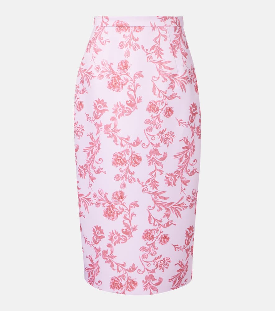 Emilia Wickstead Lorelei Floral Taffeta Faille Pencil Skirt In Pink