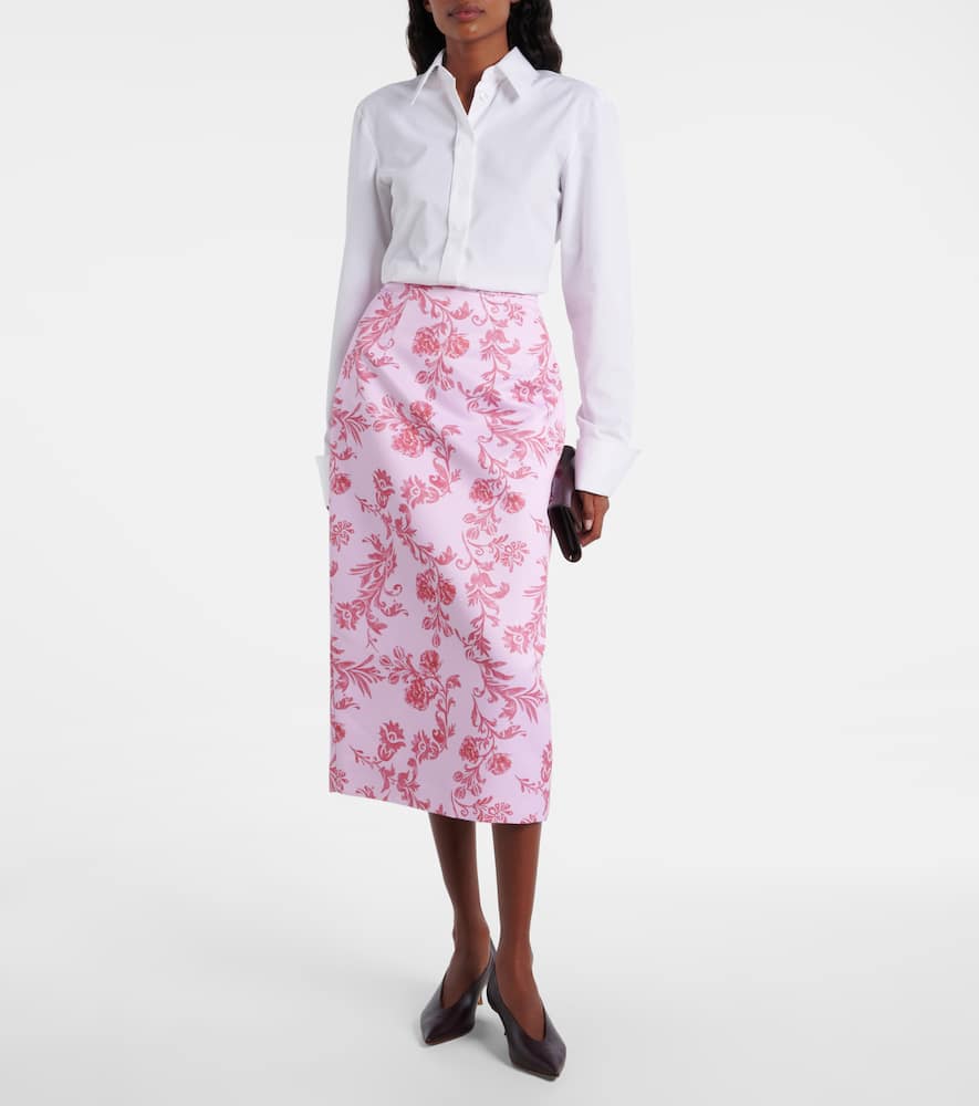 Emilia Wickstead Lorelei Floral Taffeta Faille Pencil Skirt In Pink