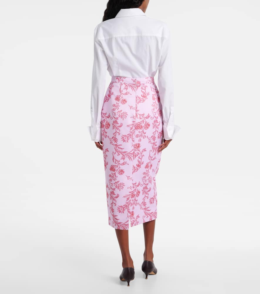 Emilia Wickstead Lorelei Floral Taffeta Faille Pencil Skirt In Pink