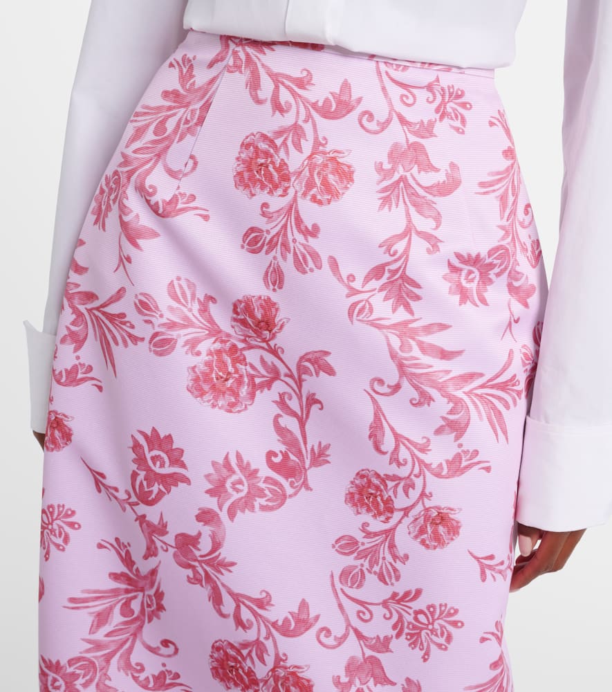 Emilia Wickstead Lorelei Floral Taffeta Faille Pencil Skirt In Pink