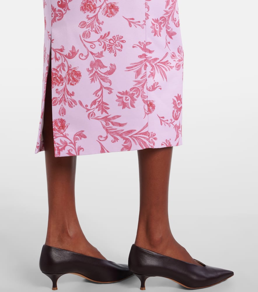 Emilia Wickstead Lorelei Floral Taffeta Faille Pencil Skirt In Pink