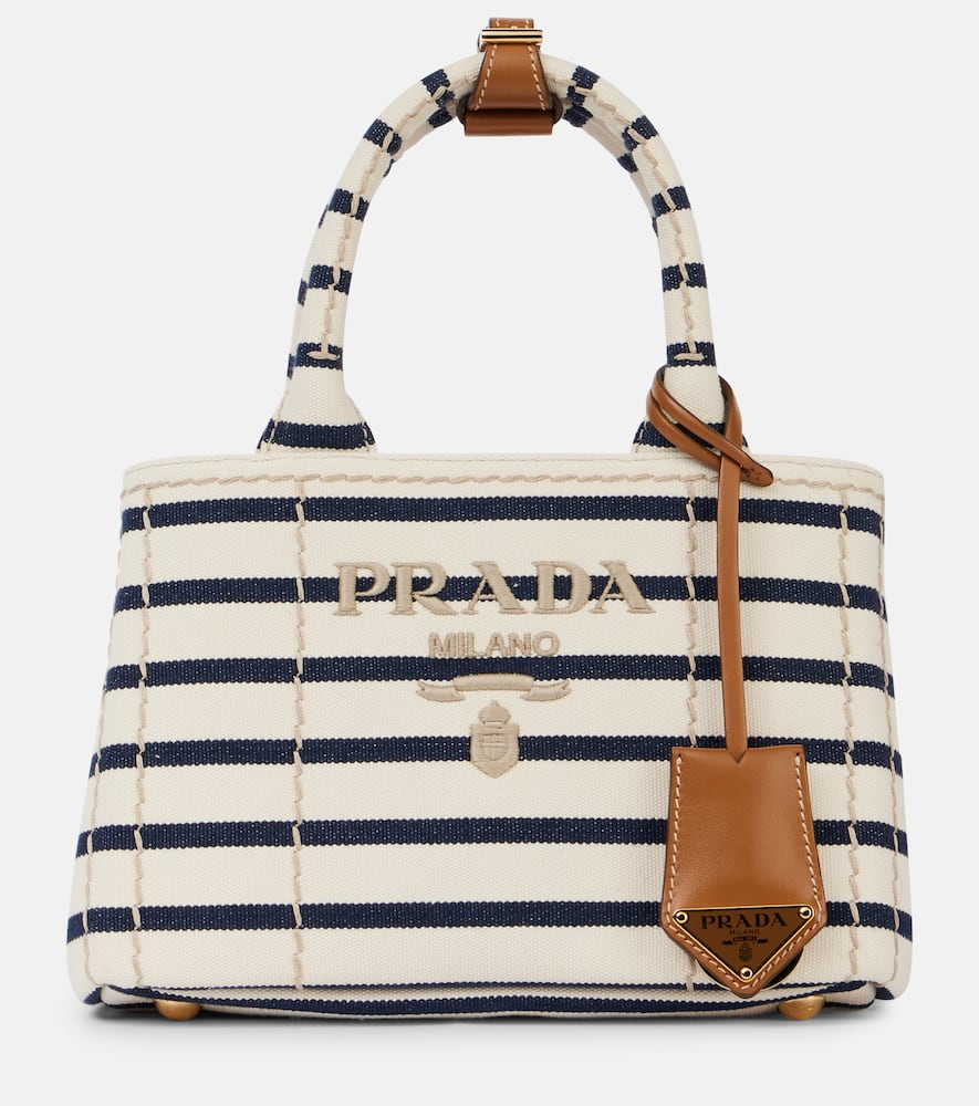 Prada Jardinière Mini Canvas Tote Bag In Blue