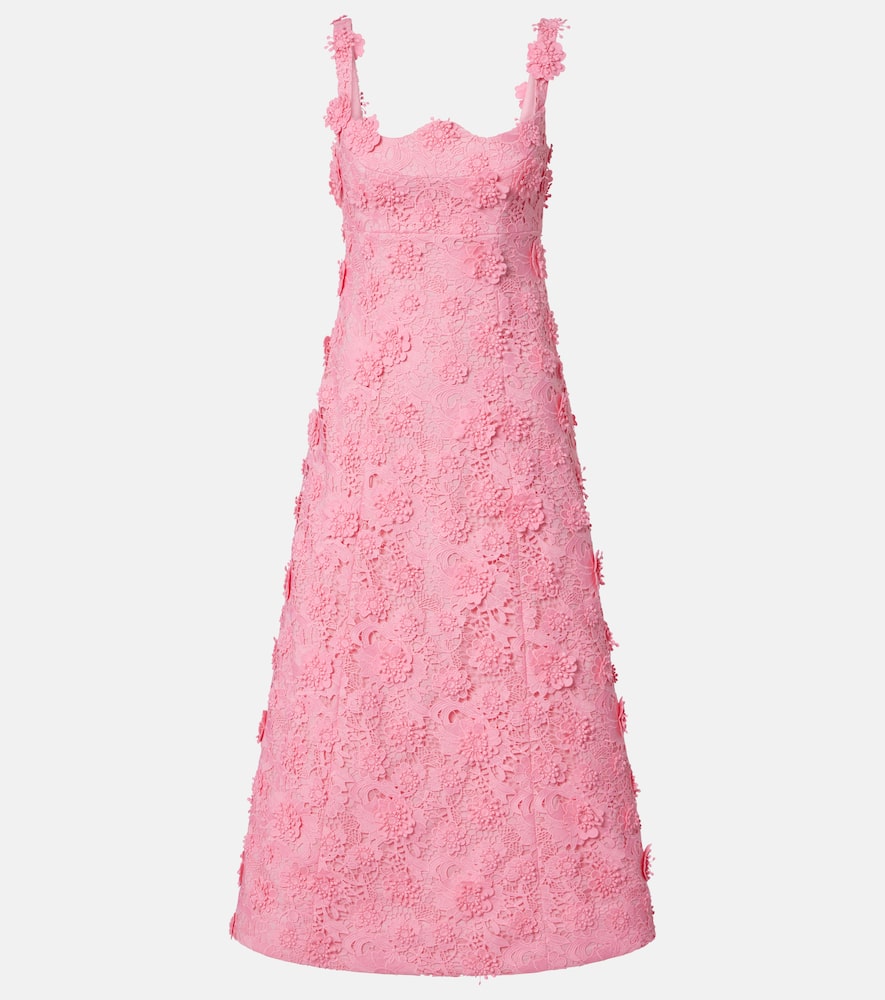 Leo Lin Odette Floral Lace Midi Dress In Pink
