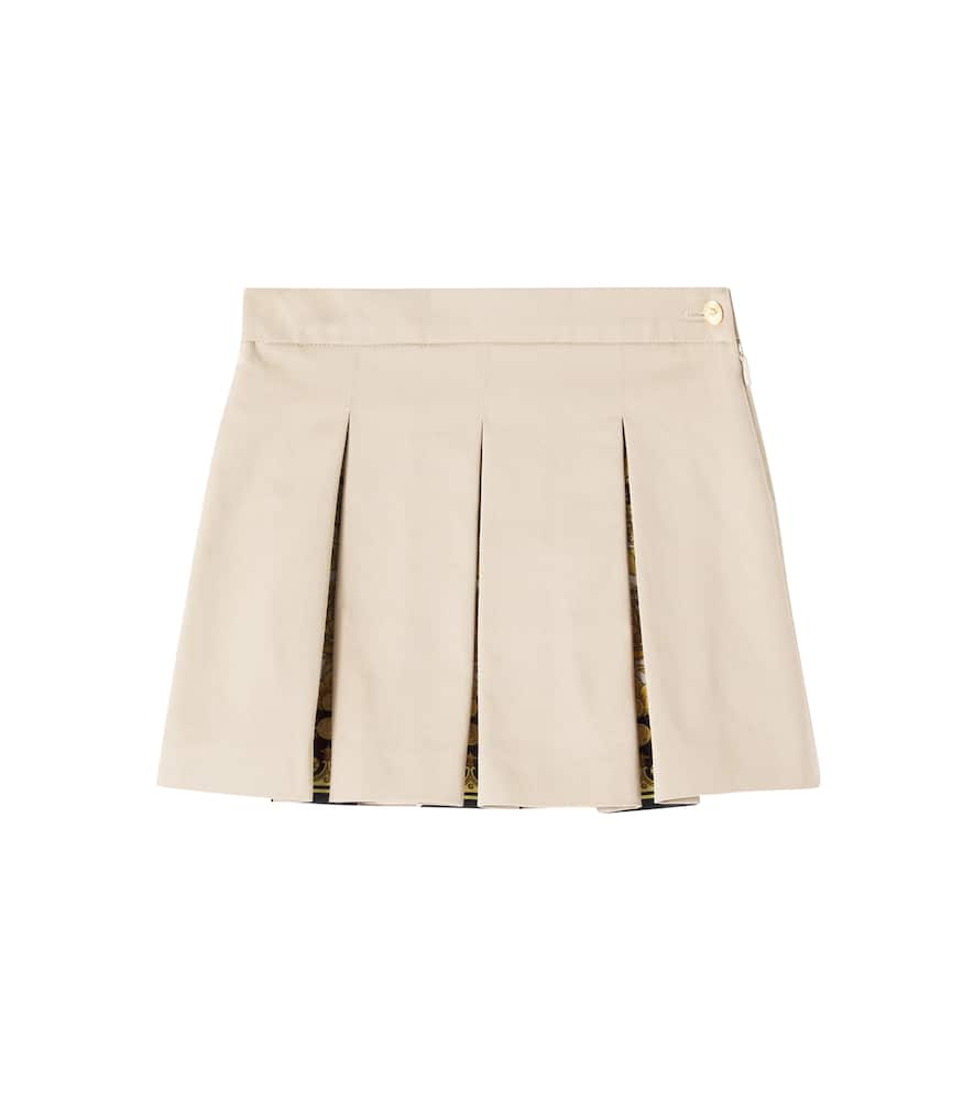 Versace Barocco Cotton Gabardine Skirt In Neutral