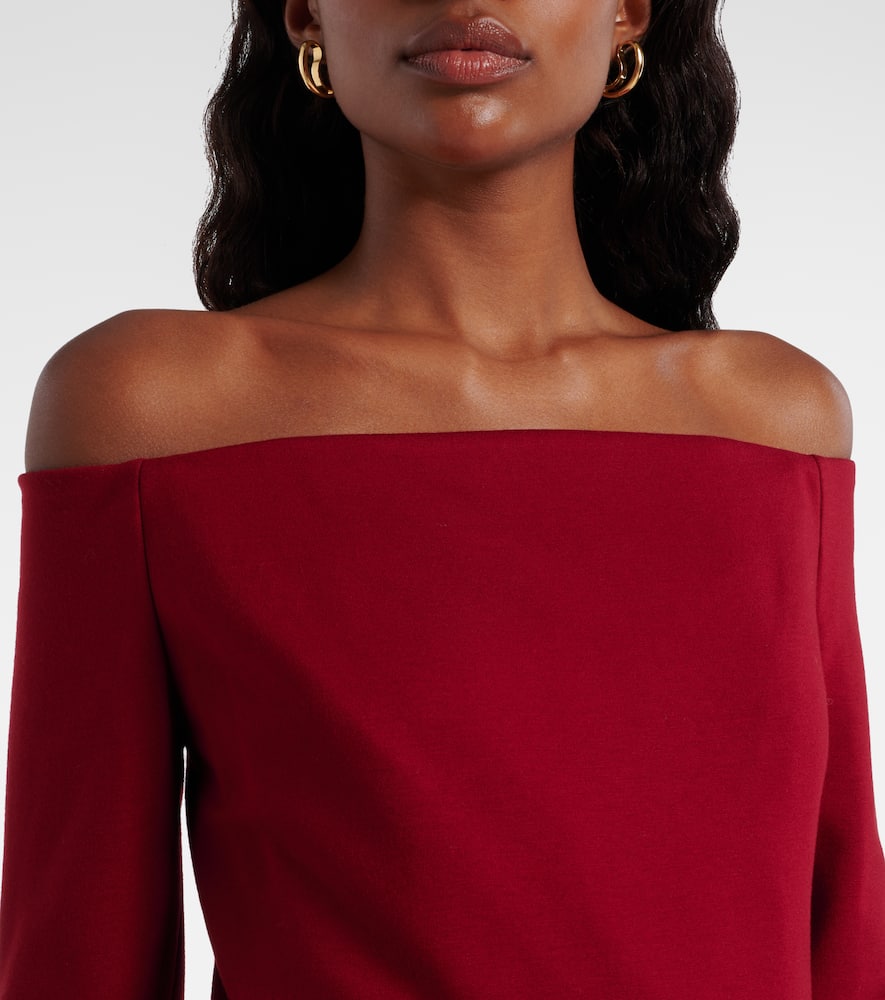 Elie Saab Belted Off-shoulder Jersey Gown In Red