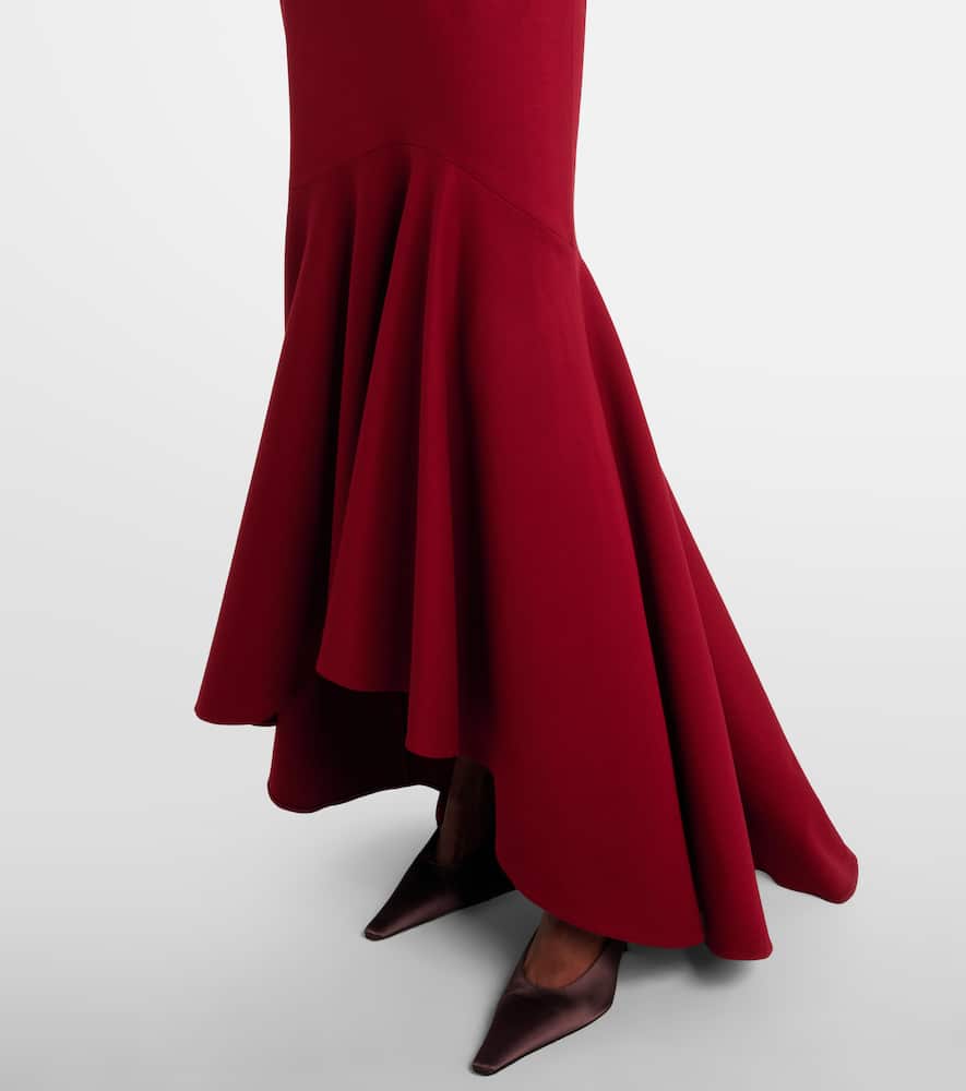 Elie Saab Belted Off-shoulder Jersey Gown In Red