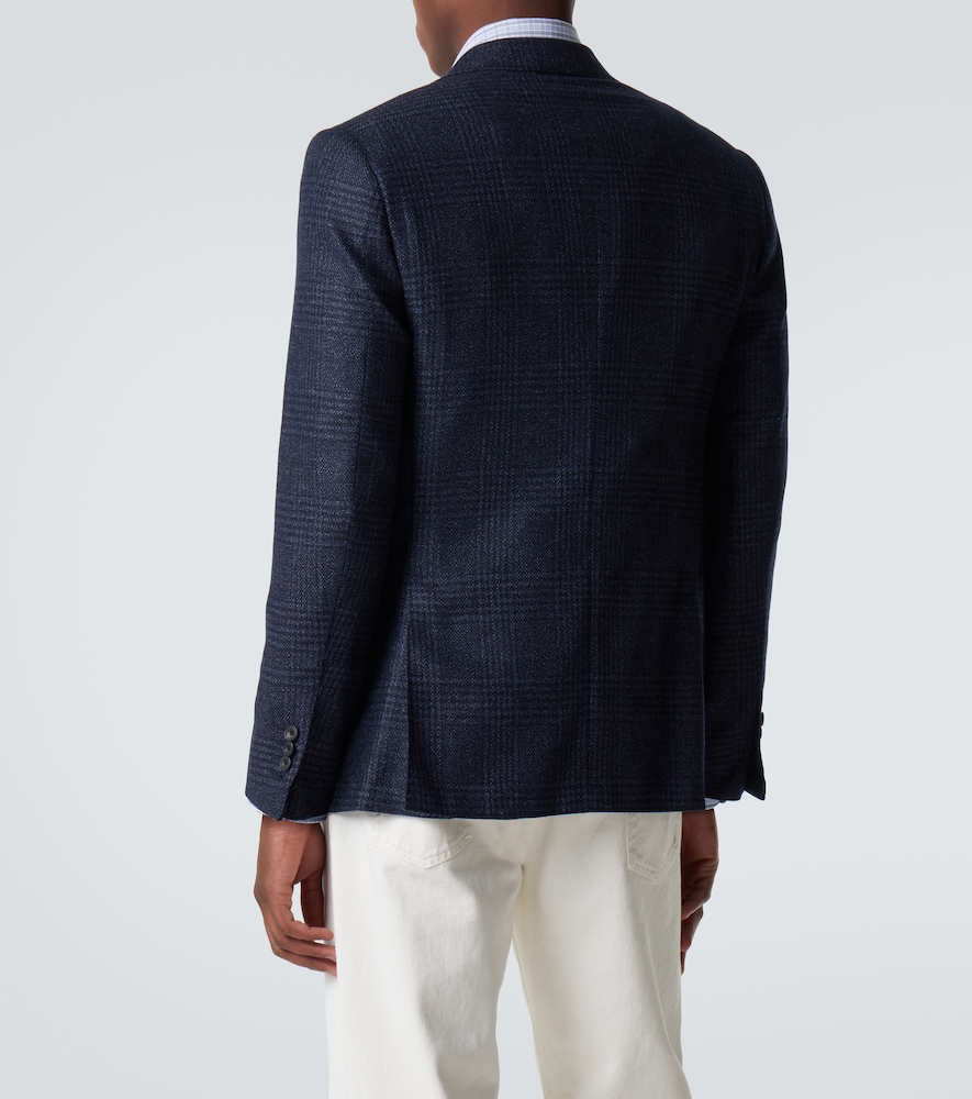  Thom Sweeney Thom Sweeney Checked Wool And Silk Blazer 