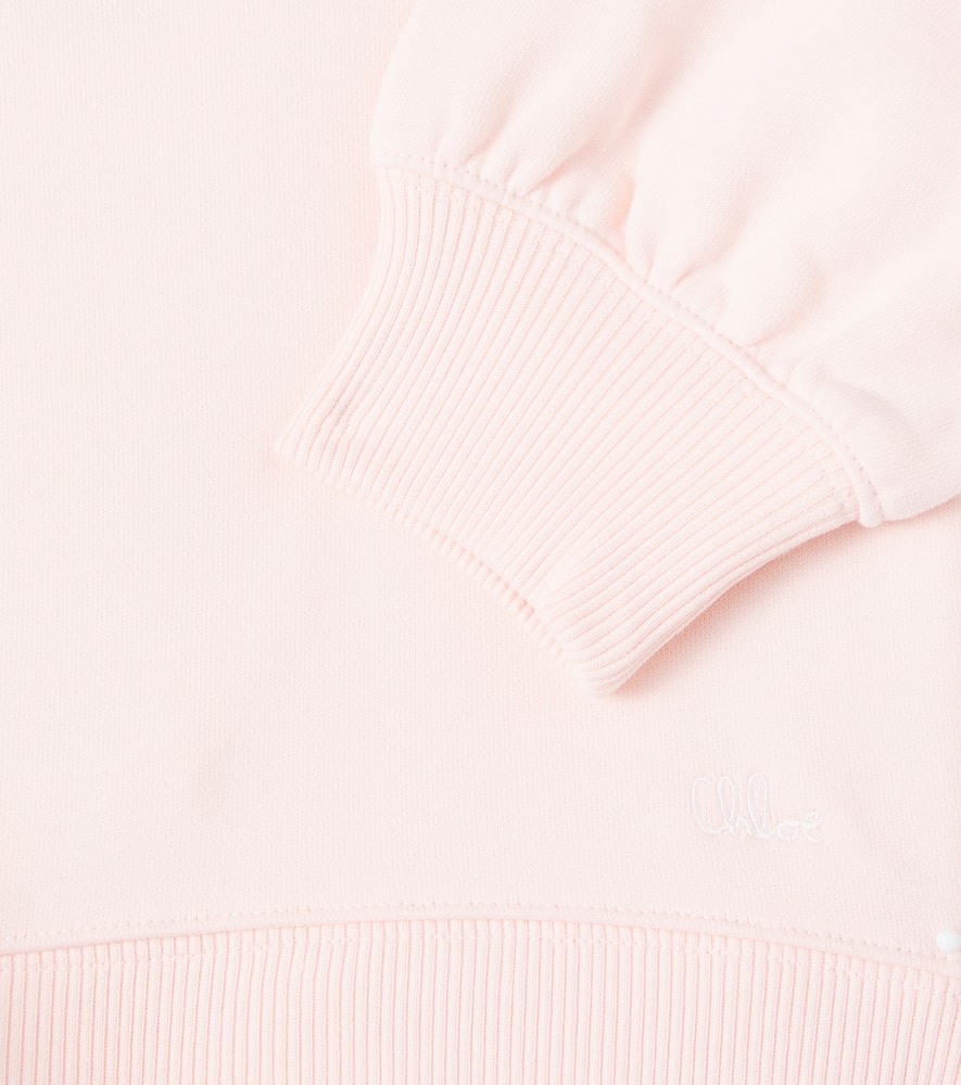 Chloé Kids Lace-trimmed Cotton Fleece Sweatshirt In Pink