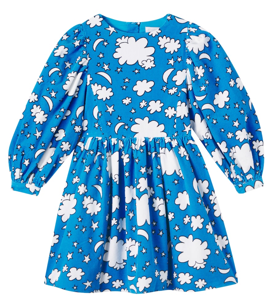 Stella Mccartney Printed Cotton Corduroy Dress In Blue