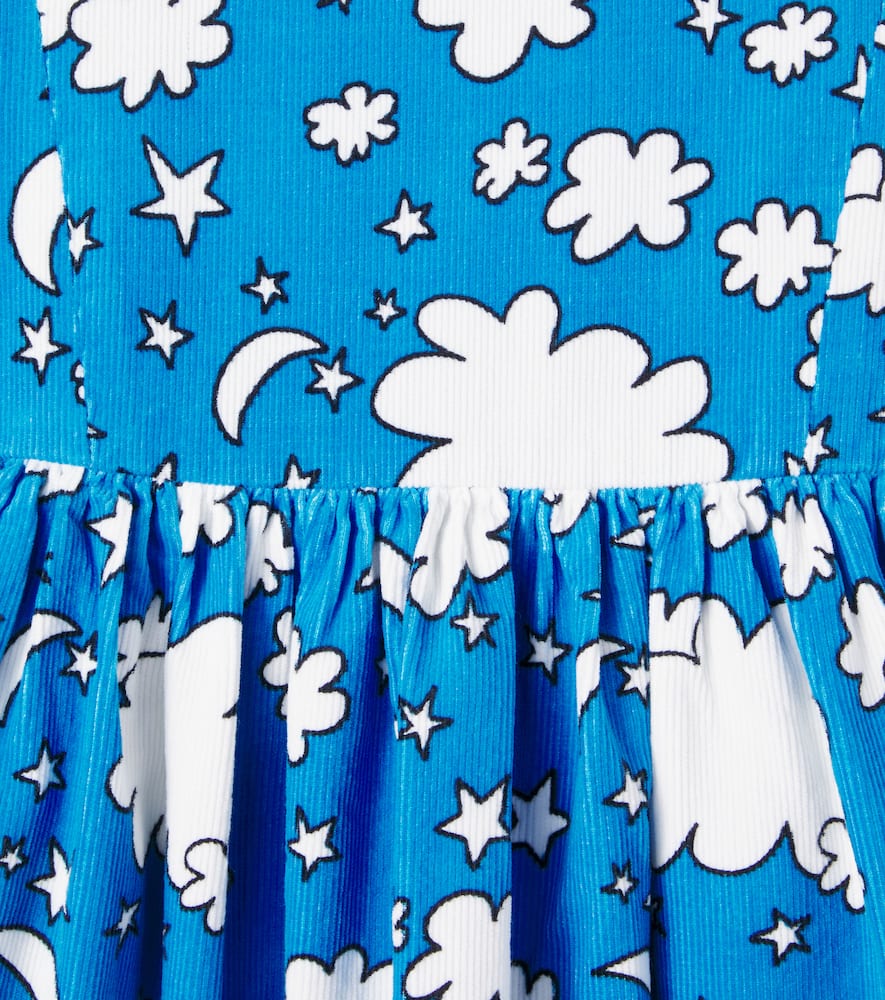 Stella Mccartney Printed Cotton Corduroy Dress In Blue