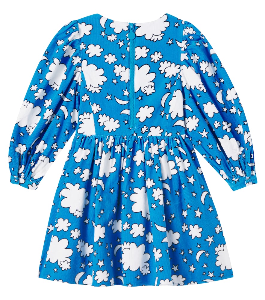 Stella Mccartney Printed Cotton Corduroy Dress In Blue