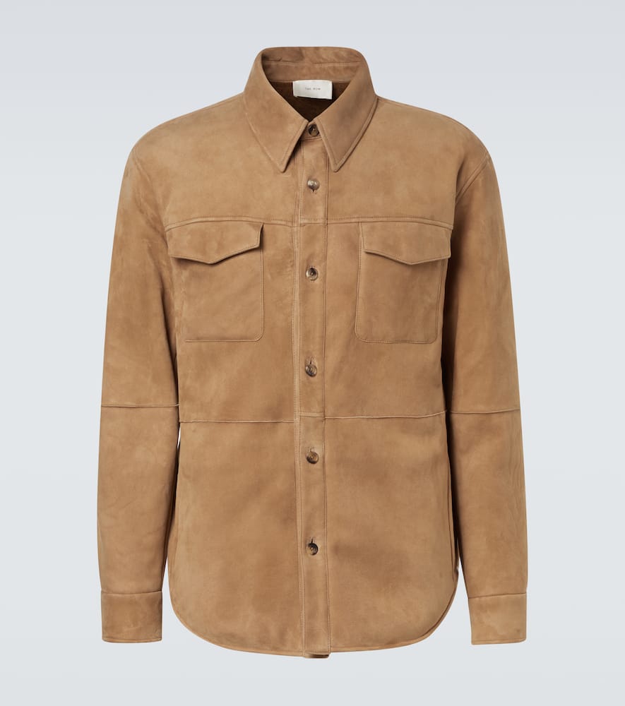 The Row Bento Shearling-lined Suede Jacket In Brown